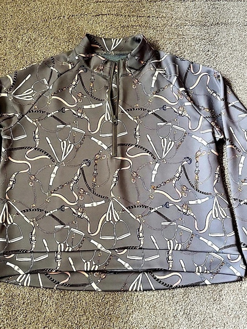 Kastel Women's Equestrian Printed Quarter Zip Size XL NWOT